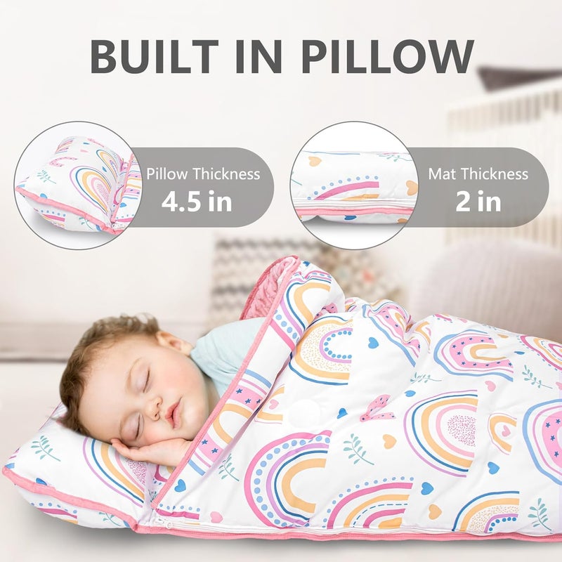 PRIMLECT Toddler Nap Mat Extra Large Thickened 55''x35'', Soft Sleeping Bag with Detachable Minky Blanket and Pillow, Portable for Daycare, Preschool, Kindergarten, Travel, Boys and Girls - Image 5